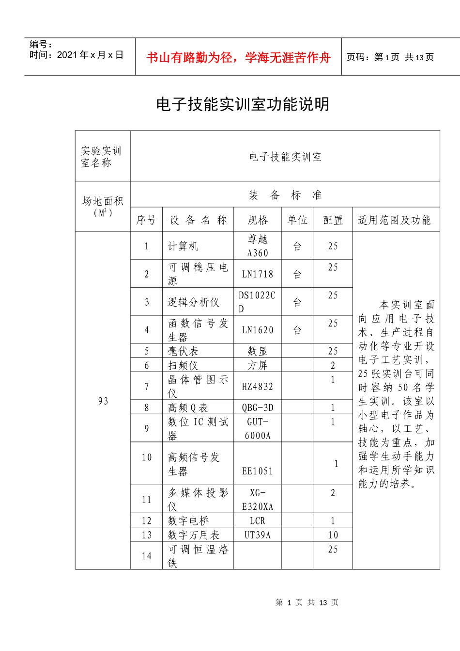 数控实训基地及条件（表三）_第1页