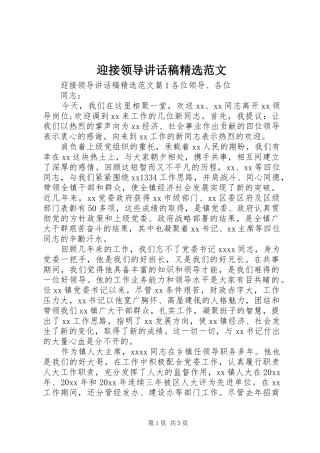 迎接领导讲话发言稿精选范文