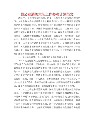 县公安消防大队工作参考计划范文 