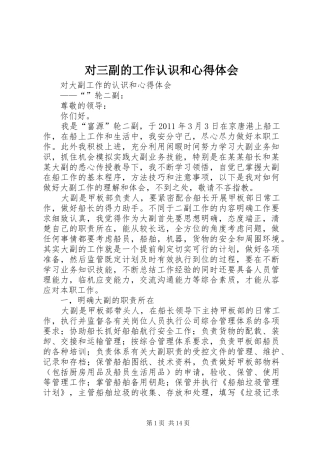 对三副的工作认识和体会心得