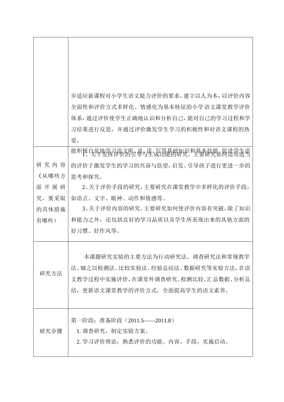 教师“个人课题”申报表——小学高年级学生课堂教学评价的实验研究_第3页