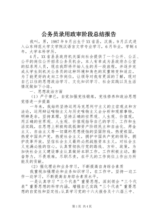 公务员录用政审阶段总结报告 