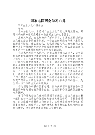 国家电网两会学习体会