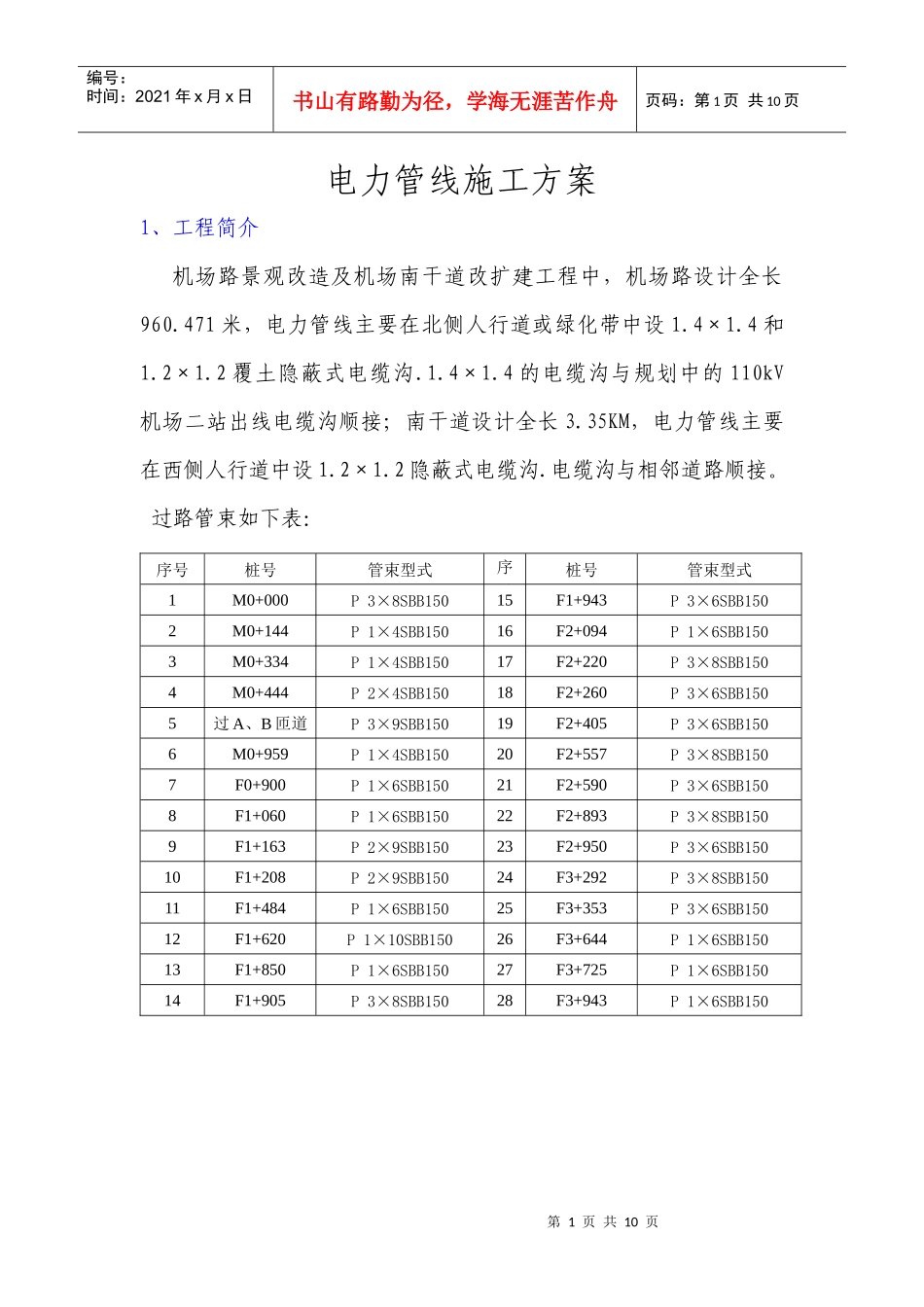 电力管线施工方案_第1页