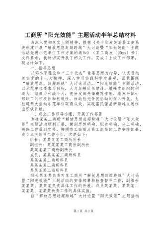 工商所“阳光效能”主题活动半年总结材料 