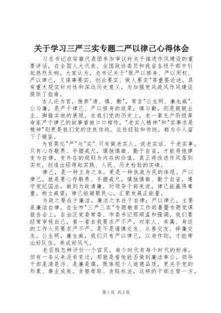 关于学习三严三实专题二严以律己体会心得