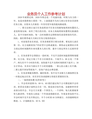 业务员个人工作参考计划 