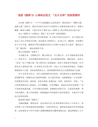 观看《榜样3》心得体会范文 “北斗女神”的家国情怀 
