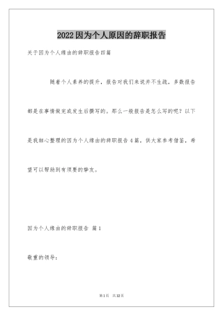 2024因为个人原因的辞职报告_5
