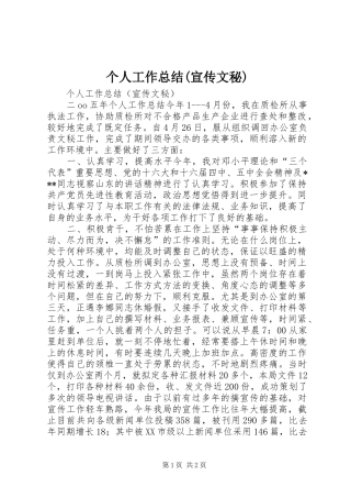 个人工作总结(宣传文秘) 