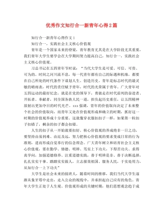 优秀作文知行合一新青年心得2篇 