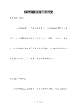 2024国庆见闻小学作文