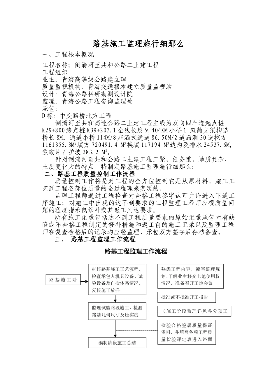 倒淌河至共和公路二期土建工程监理实施细则_第1页