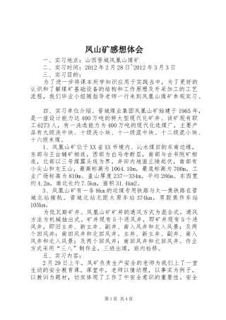 凤山矿感想体会