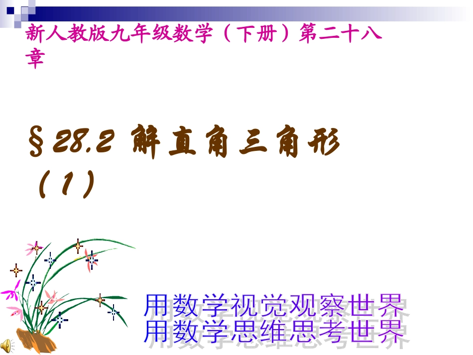 人教新课标九年级下----解直角三角形(1)课件_第1页