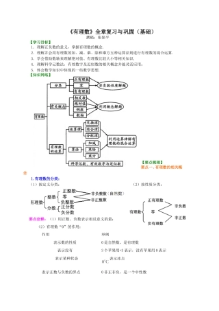 《有理数》全章复习与巩固（基础）知识讲解