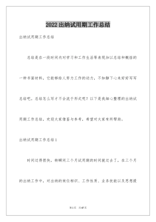 2024出纳试用期工作总结_20