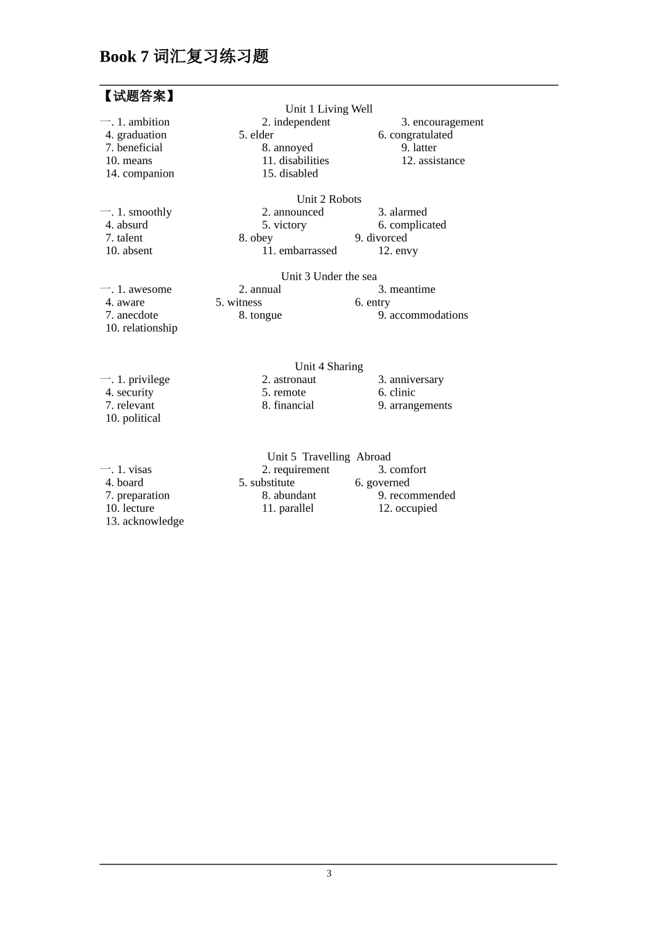 高二英语人教版选修7单词测试_第3页