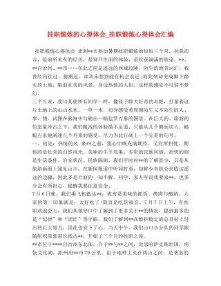 挂职锻炼的心得体会_挂职锻炼心得体会汇编 