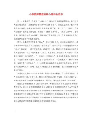 小学教师暑假实践心得体会范本 