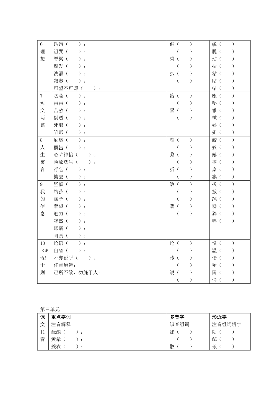 七年级第一册字词复习_第2页