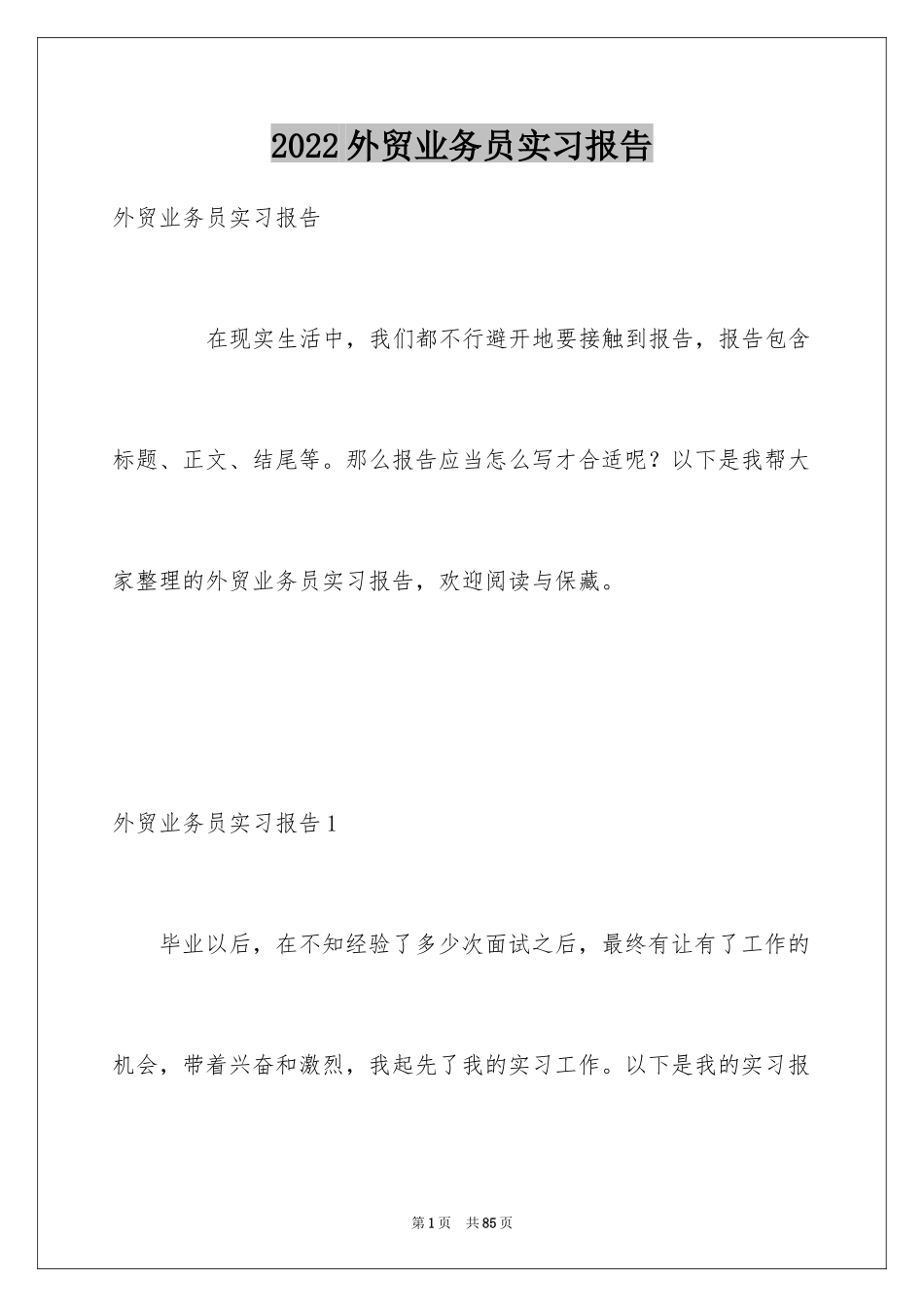 2024外贸业务员实习报告_1_第1页