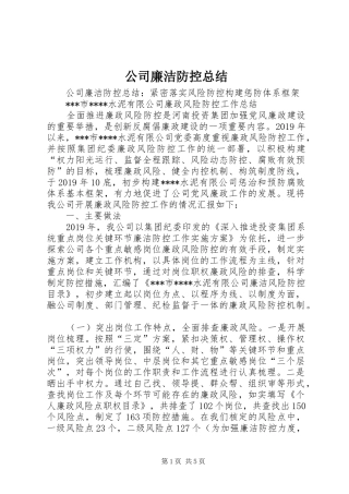 公司廉洁防控总结 