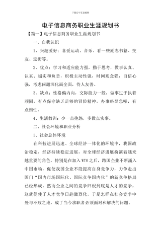 电子信息商务职业生涯规划书
