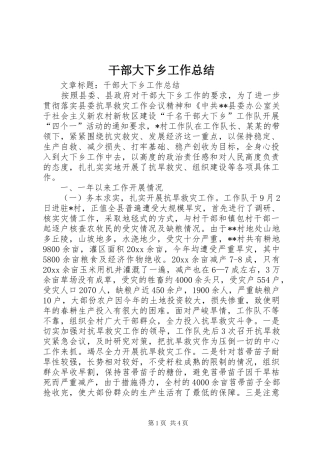 干部大下乡工作总结 