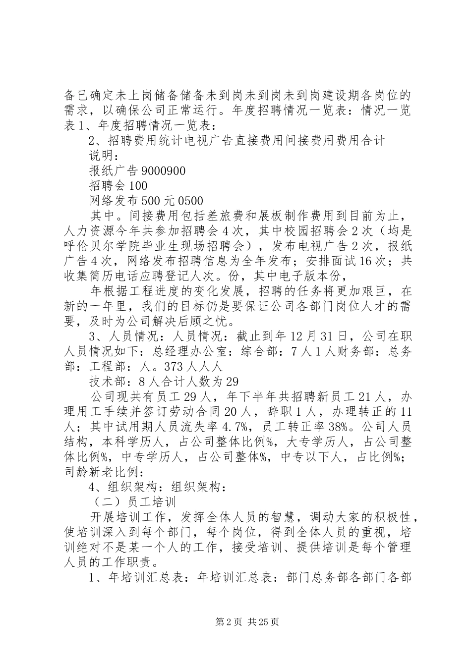 公司人力资源综合部年终工作总结 _第2页