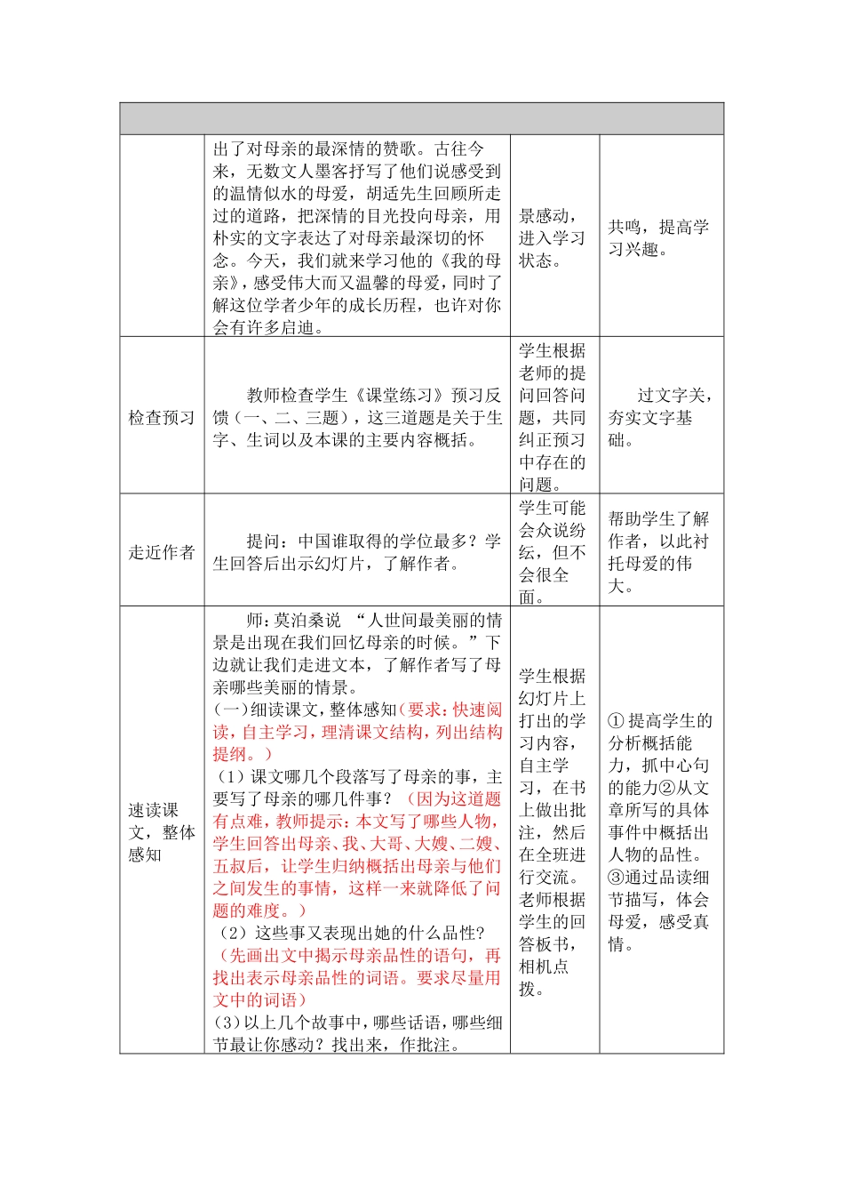 《我的母亲》教学案例_第2页