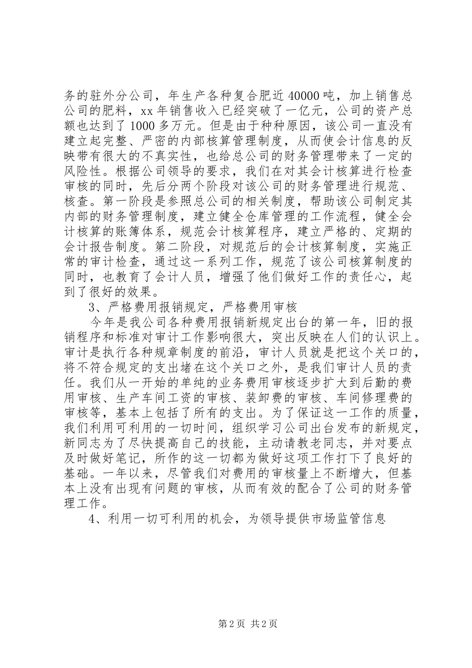 公司审计部门领导年终工作总结报告 _第2页