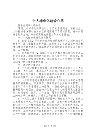 个人标准化建设心得