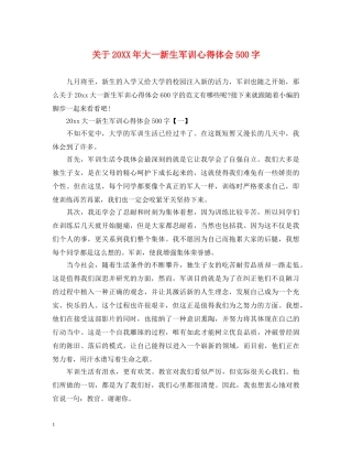 关于20XX年大一新生军训心得体会500字 