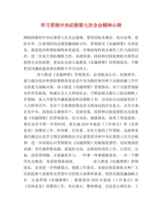 学习贯彻中央纪委第七次全会精神心得 