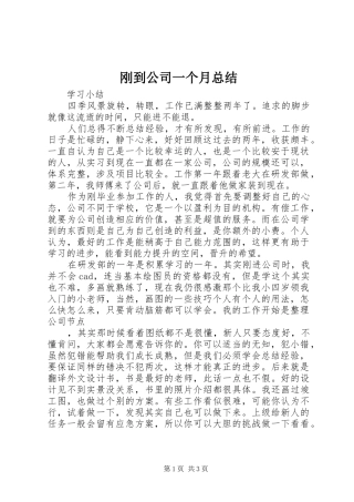 刚到公司一个月总结 