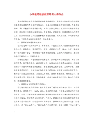 小学教师继续教育培训心得体会 