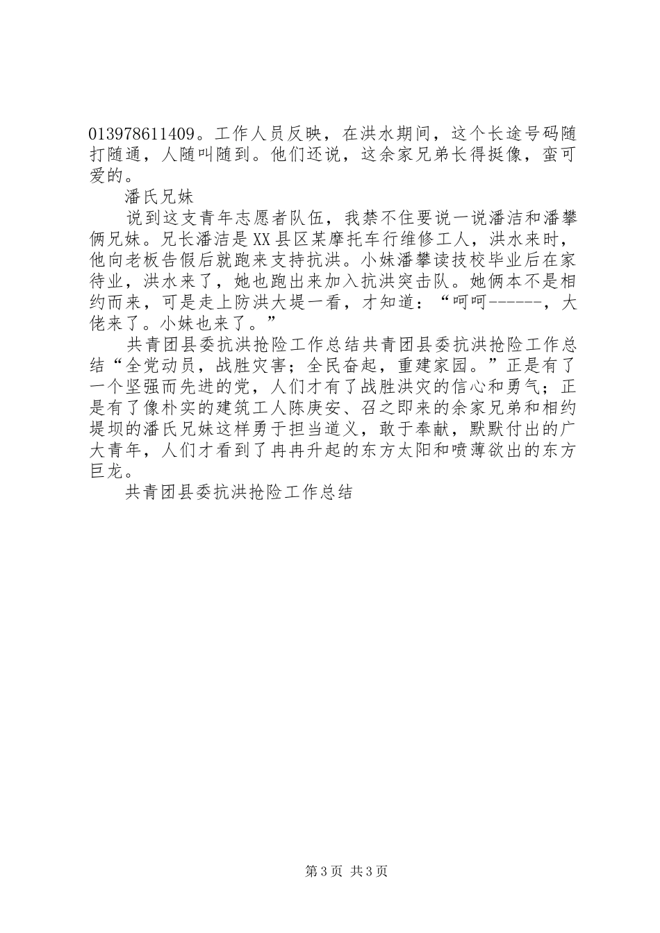 共青团县委抗洪抢险工作总结 _第3页