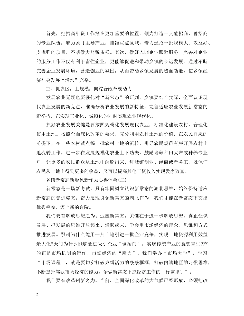 乡镇新常态新形象新作为心得体会范文 _第2页