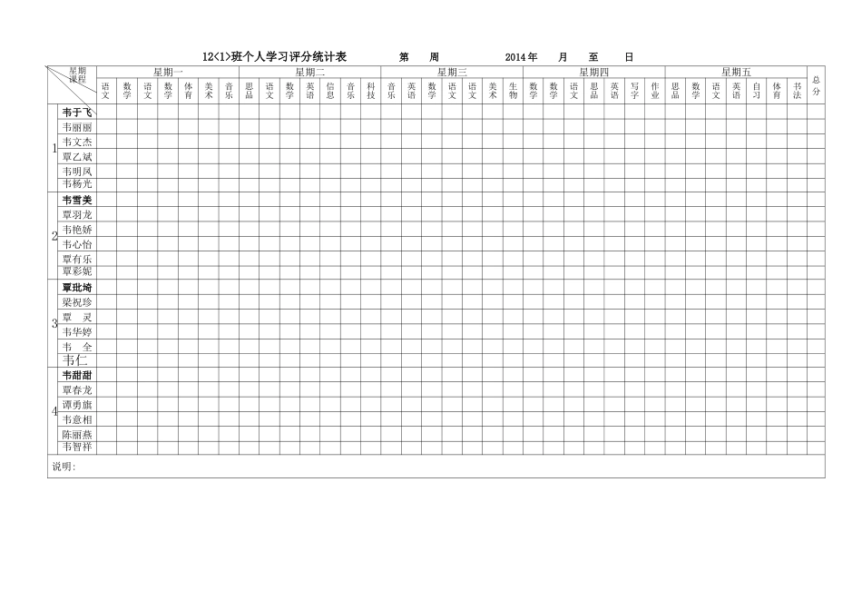 班新个人学习评分表_第1页