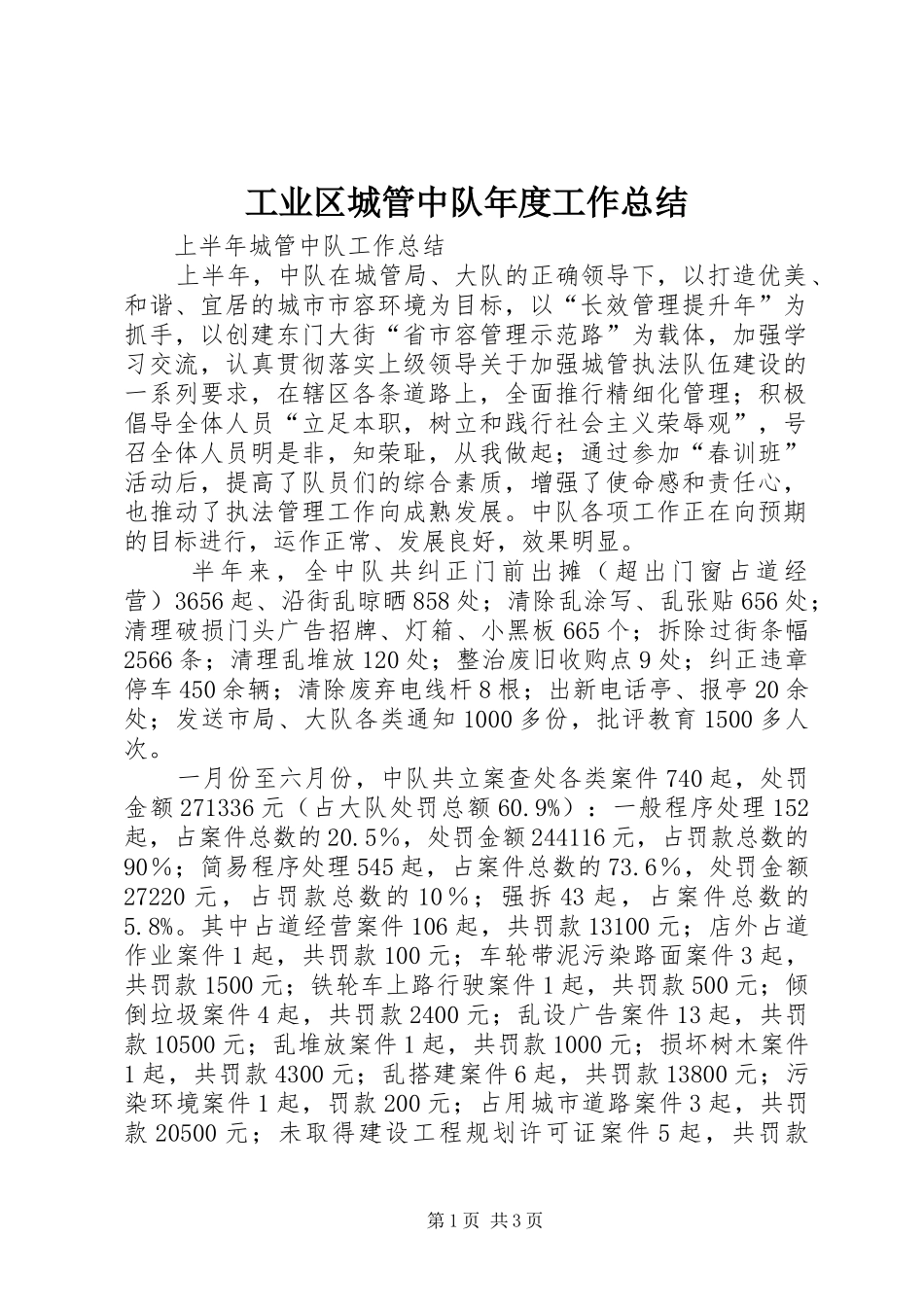 工业区城管中队年度工作总结 _第1页