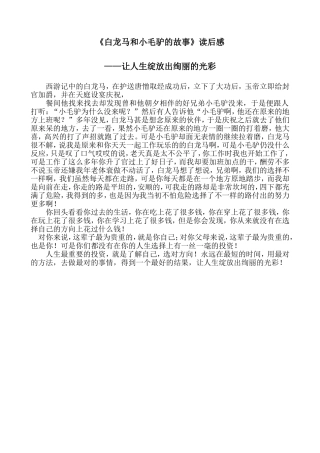 白龙马和小毛驴的故事