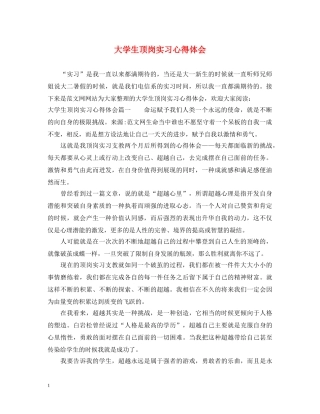 大学生顶岗实习心得体会 