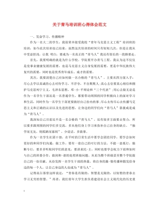 关于青马培训班心得体会范文 