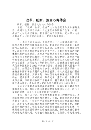 改革、创新、担当体会心得