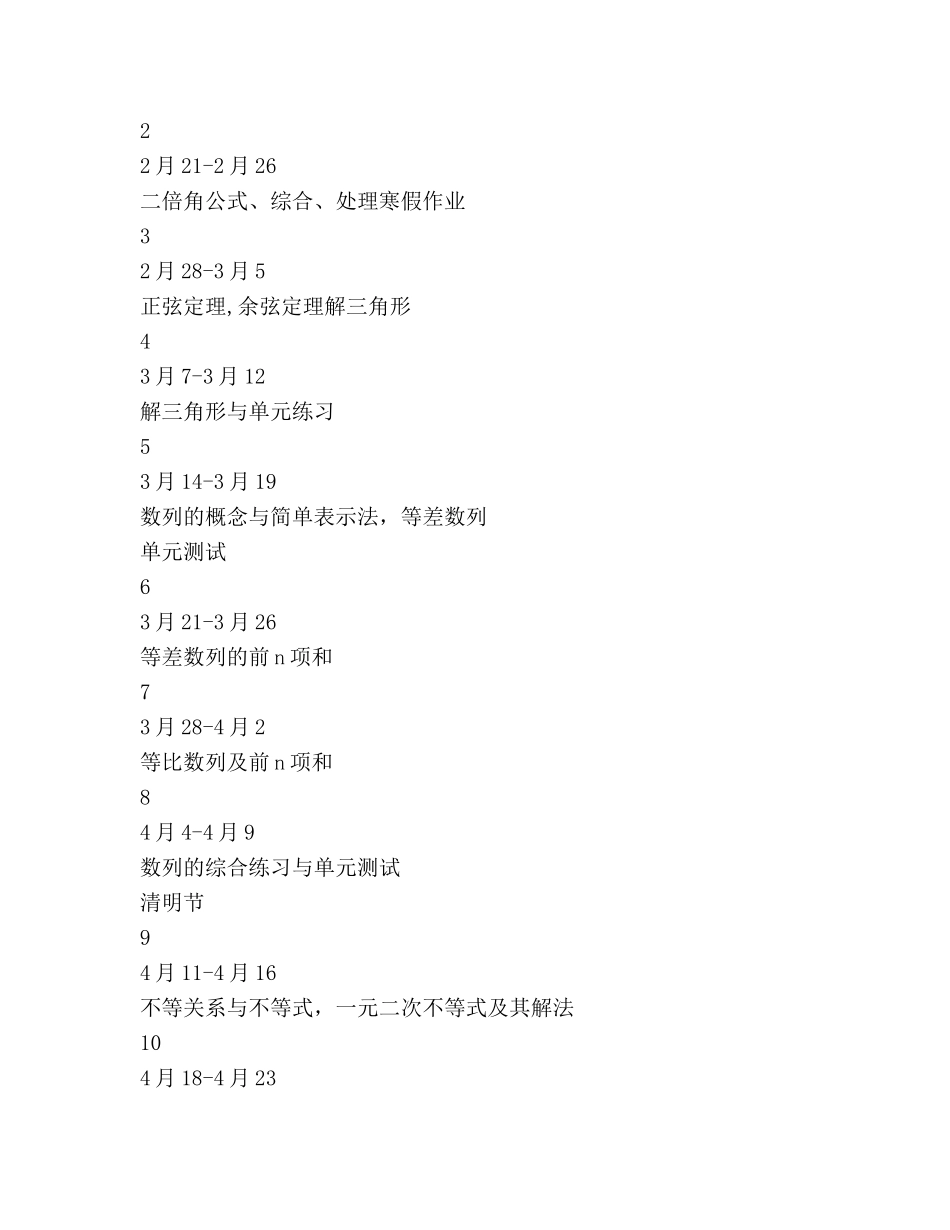 学年第二学期高一数学备课组工作参考计划范文 _第3页