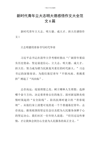 新时代青年立大志明大德感悟作文大全范文6篇