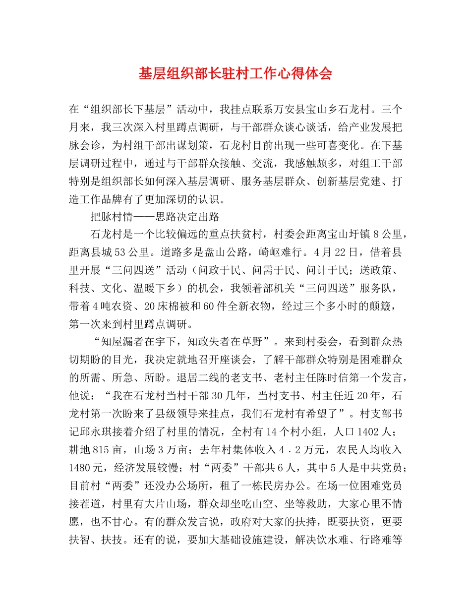 基层组织部长驻村工作心得体会 _第1页