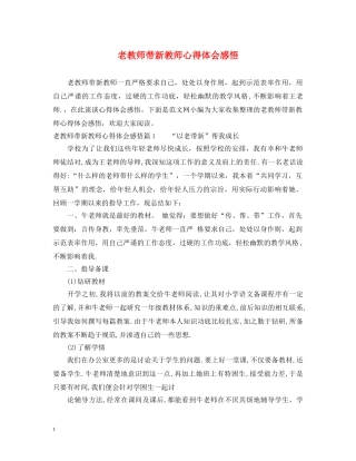 老教师带新教师心得体会感悟 