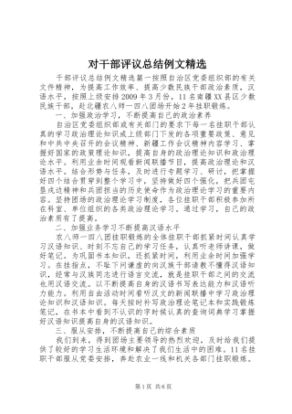 对干部评议总结例文精选 